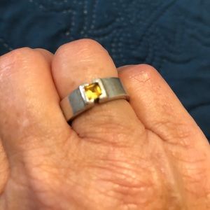 Sterling silver citrine stone, size 7
